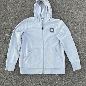 Carhartt Force Full Zip Hoodie Lined Fleece Youth Large 12-14 Gray Vented READ